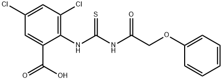 3,5-dichloro-2-[[[(phenoxyacetyl)amino]thioxomethyl]amino]-benzoic acid结构式