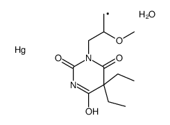 [3-(5,5-diethyl-2,4,6-trioxo-1,3-diazinan-1-yl)-2-methoxypropyl]mercury,hydrate Structure