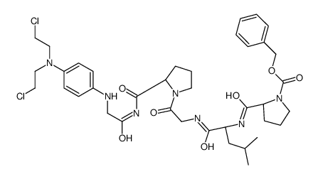 benzyl (2S)-2-[[(2S)-1-[[2-[(2S)-2-[[2-[4-[bis(2-chloroethyl)amino]anilino]acetyl]carbamoyl]pyrrolidin-1-yl]-2-oxoethyl]amino]-4-methyl-1-oxopentan-2-yl]carbamoyl]pyrrolidine-1-carboxylate Structure