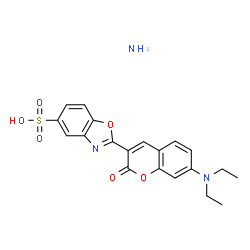 ammonium 2-[7-(diethylamino)-2-oxo-2H-1-benzopyran-3-yl]benzoxazole-5-sulphonate structure