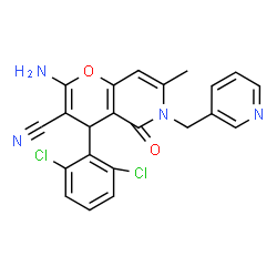 2-amino-4-(2,6-dichlorophenyl)-7-methyl-5-oxo-6-(pyridin-3-ylmethyl)-5,6-dihydro-4H-pyrano[3,2-c]pyridine-3-carbonitrile picture