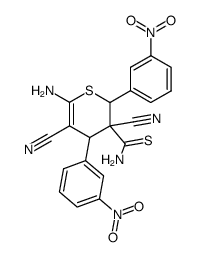6-amino-3,5-dicyano-2,4-bis(3-nitrophenyl)-3,4-dihydro-2H-thiopyran-3-carbothioamide Structure