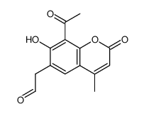 8-acetyl-6-(formylmethyl)-7-hydroxy-4-methylcoumarin Structure