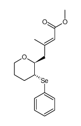 (E)-3-Methyl-4-((2S,3R)-3-phenylselanyl-tetrahydro-pyran-2-yl)-but-2-enoic acid methyl ester结构式