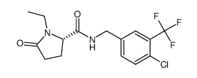 N-{[4-chloro-3-(trifluoromethyl) phenyl]methyl}-1-ethyl-5-oxo-L-prolinamide Structure