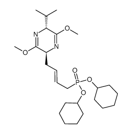 (2S,5R)-2-(4-(dicyclohexyloxyphosphoryl)but-2-enyl)-2,5-dihydro-3,6-dimethoxy-5-isopropylpyrazine结构式