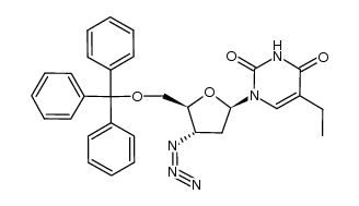 3'-azido-5-ethyl-5'-O-trityl-2',3'-dideoxyuridine Structure