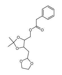 (5-((1,3-dioxolan-2-yl)methyl)-2,2-dimethyl-1,3-dioxolan-4-yl)methyl 2-phenylacetate结构式