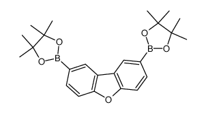 2,8-双(4,4,5,5-四甲基-1,3,2-二氧硼杂环戊烷-2-基)二苯并[b,d]呋喃结构式