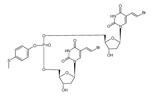 4-(methylthio)phenyl bis((E)-5-(2-bromovinyl)-2'-deoxyuridin-5'-yl) phosphate Structure