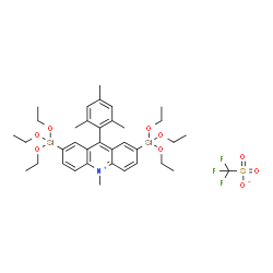 9-Mesityl-10-methyl-2,7-bis(triethoxysilyl)acridinium trifluoromethanesulfonate结构式