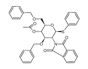 phenyl 4-O-acetyl-3,6-di-O-benzyl-2-deoxy-2-phthalimido-1-thio-β-D-glucopyranoside结构式