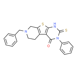 7-Benzyl-3-phenyl-2-thioxo-2,3,5,6,7,8-hexahydropyrido[4',3':4,5]thieno[2,3-d]pyrimidin-4(1H)-one结构式