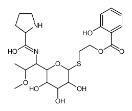 2-[3,4,5-trihydroxy-6-[2-methoxy-1-(pyrrolidine-2-carbonylamino)propyl]oxan-2-yl]sulfanylethyl 2-hydroxybenzoate Structure