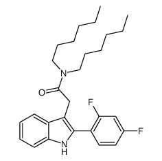 2-[2-(2,4-difluorophenyl)-1H-indol-3-yl]-N,N-dihexylacetamide结构式