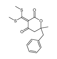 6-Benzyl-3-(bis-methylsulfanyl-methylene)-6-methyl-dihydro-pyran-2,4-dione结构式