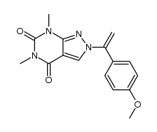2-[1-(4-methoxy-phenyl)-vinyl]-5,7-dimethyl-2,7-dihydro-pyrazolo[3,4-d]pyrimidine-4,6-dione结构式