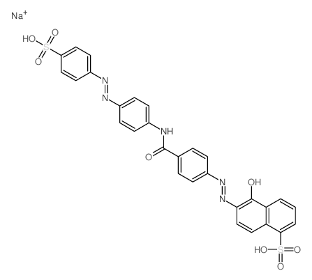 5-Hydroxy-6-((E)-(4-(((4-((E)-(4-sulfophenyl)diazenyl)phenyl)amino)carbonyl)phenyl)diazenyl)naphthalene-1-sulfonic acid结构式