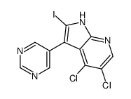 4,5-二氯-2-碘-3-(5-嘧啶)-1H-吡咯并[2,3-B]吡啶结构式