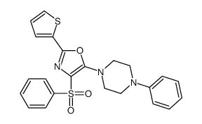 4-(benzenesulfonyl)-5-(4-phenylpiperazin-1-yl)-2-thiophen-2-yl-1,3-oxazole结构式