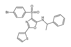 4-(4-bromophenyl)sulfonyl-N-(1-phenylethyl)-2-thiophen-2-yl-1,3-oxazol-5-amine Structure