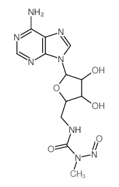 3-[[5-(6-aminopurin-9-yl)-3,4-dihydroxy-oxolan-2-yl]methyl]-1-methyl-1-nitroso-urea structure