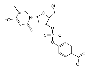 5'-deoxy-5'-chlorothymidine-3'-(4-nitrophenyl)phosphorothioate structure