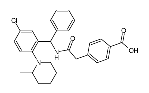 4-{N-[5-chloro-2-(2-methyl-piperidino)-α-phenyl-benzyl]-aminocarbonylmethyl}-benzoic acid结构式