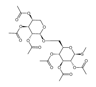 2,3,4-tri-O-acetyl-α-L-arabinopyranosyl-(1->6')-(2',3',4'-tri-O-acetyl-β-methyl-1'-thio-D-glucopyranoside)结构式
