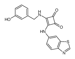 3-(benzothiazol-6-ylamino)-4-(3-hydroxy-benzylamino)cyclobut-3-ene-1,2-dione结构式