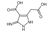 3-amino-5-(carboxymethyl)-1H-pyrazole-4-carboxylic acid结构式