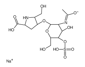 4α-[[2-(Acetylamino)-2-deoxy-4-O-sodiosulfo-β-D-glucopyranosyl]oxy]-5β-(hydroxymethyl)-L-proline结构式