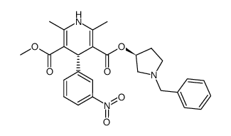 3,5-Pyridinedicarboxylic acid, 1,4-dihydro-2,6-dimethyl-4-(3-nitrophenyl)-, methyl 1-(phenylmethyl)-3-pyrrolidinyl ester, [S-(R*,S*)]-结构式