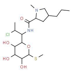 N-{2-氯-1-[3,4,5-三羟基-6-(甲基硫烷基)恶烷-2-基]丙基}-1-甲基-4-丙基吡咯烷-2-羧酰胺结构式