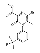 6-bromo-5-methyl-3-oxo-4-(3-trifluoromethyl-phenyl)-3,4-dihydro-pyrazine-2-carboxylic acid methyl ester结构式