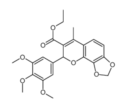 8H-1,3-Dioxolo(4,5-h)(1)benzopyran-7-carboxylic acid, 6-methyl-8-(3,4, 5-trimethoxyphenyl)-, ethyl ester picture