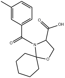 4-(3-甲基苯甲酰基)-1-氧杂-4-氮杂螺[4.5]癸烷-3-羧酸结构式