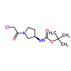 2-Methyl-2-propanyl [(3R)-1-(chloroacetyl)-3-pyrrolidinyl]carbamate结构式