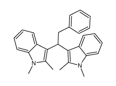 3,3′-(2-phenylethane-1,1-diyl)bis(1,2-dimethyl-1H-indole)结构式