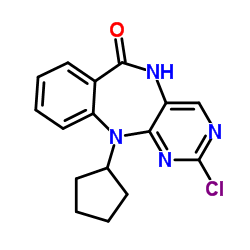 2-Chloro-11-cyclopentyl-5H-benzo[e]pyrimido[5,4-b][1,4]diazepin-6(11H)-one结构式