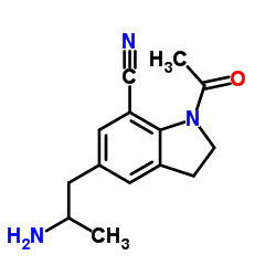 1-乙酰基-5-(2-氨基丙基)-2,3-二氢-7-氰基吲哚结构式
