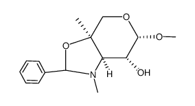 3'-N-methyl-2'-phenyl-(methyl 3,4-dideoxy-4-C-methyl-α-L-arabinopyranosido)-<3,4:4',5'>-oxazolidine Structure