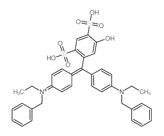 Benzenemethanaminium,N-ethyl-N-[4-[[4-[ethyl(phenylmethyl)amino]phenyl](5-hydroxy-2,4-disulfophenyl)methylene]-2,5-cyclohexadien-1-ylidene]-,inner salt, calcium salt (2:1) structure