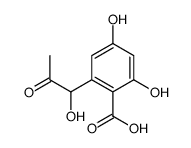 2,4-dihydroxy-6-(1-hydroxy-2-oxopropyl)benzoic acid structure
