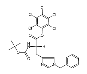 Nα-(tert-butyloxycarbonyl)-Nim-benzyl-L-histidine pentachlorophenyl ester结构式