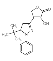 (4Z)-4-(1-phenyl-5-tert-butyl-pyrazolidin-3-ylidene)oxolane-2,3-dione structure
