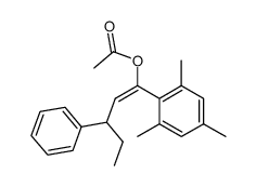 Acetic acid (E)-3-phenyl-1-(2,4,6-trimethyl-phenyl)-pent-1-enyl ester Structure
