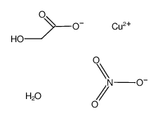 copper(II) 2-hydroxyacetate nitrate hydrate Structure