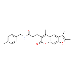 N-[(4-methylphenyl)methyl]-3-(2,3,5-trimethyl-7-oxofuro[3,2-g]chromen-6-yl)propanamide structure