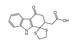 {2,3,4,9-tetrahydrospiro[1H-carbazole-1,2'[1,3]dithiolane-4-one]-2-yl}-2-acetic acid结构式
